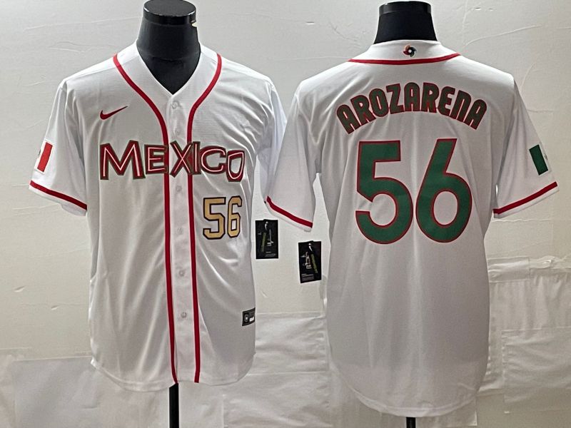 Men 2023 World Cub Mexico #56 Arozarena White green Nike MLB Jersey 2